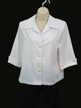Vtg Mariani Women's White Top 3 Button Blouse Size Medium